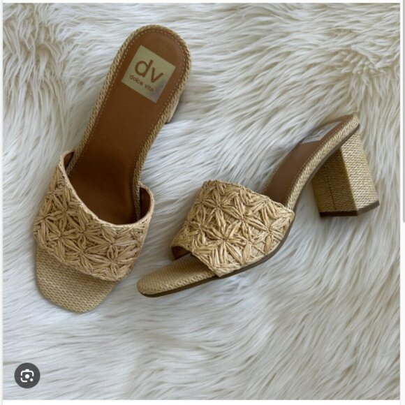 DV Dolce Vita Honey Raffia Block-Heel Dress Summer Sandals SIze 10 - Picture 2 of 2